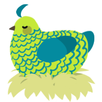 A lime and sea chicken with a lace pattern