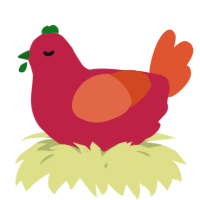 A crimson and vermilion chicken