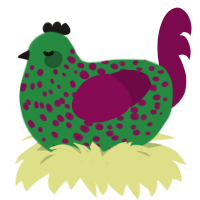 (unnamed), a viridian and wine chicken with a speckle pattern