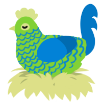 A grass and sapphire chicken with a lace pattern