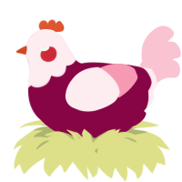 A maroon and rose chicken with a head pattern
