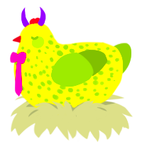 GoYou Suitcase, a yellow and chartreuse chicken with a speckle pattern