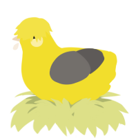 A yellow and grey chicken