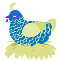 A sapphire and lemon chicken with a lace pattern