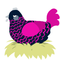 A tumblr and fuchsia chicken with a lace pattern