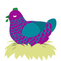 A plum and sea chicken with a lace pattern