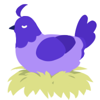 A lilac and indigo chicken with a head pattern