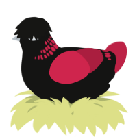 A black and crimson chicken with a neck-band pattern