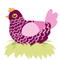 Rosie, a wine and pink chicken with a lace pattern
