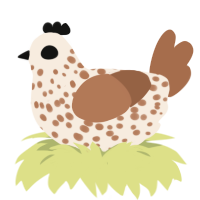 tiramisu latte, a cream and brown chicken with a speckle pattern