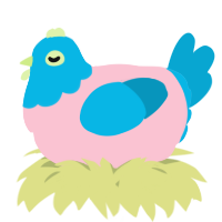 A rose and cerulean chicken with a head pattern