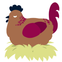 A brown and maroon chicken with a neck-band pattern