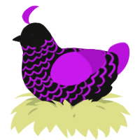 A black and amethyst chicken with a lace pattern