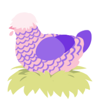 A rose and blurple chicken with a lace pattern