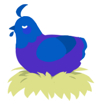 A indigo and ultramarine chicken with a head pattern