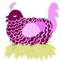 A wine and lavender chicken with a lace pattern