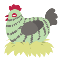 A gluppy and grey chicken with a bar pattern