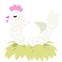 A white chicken with a speckle pattern