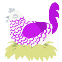 no talk me angry, a white and amethyst chicken with a lace pattern