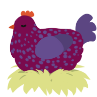 A wine and overcast chicken with a speckle pattern
