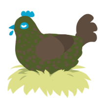 Avocado, a olive and bark chicken with a speckle pattern