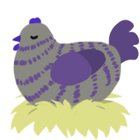 Piónidas, a ash and overcast chicken with a bar pattern
