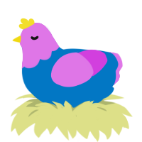 A sapphire and orchid chicken with a head pattern
