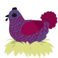 A overcast and maroon chicken with a lace pattern