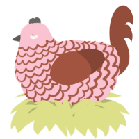 A rose and russet chicken with a lace pattern