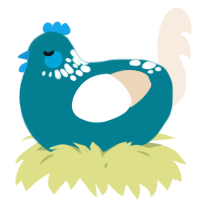 A sea and cream chicken with a neck-speckle pattern