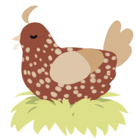 A russet and beige chicken with a speckle pattern
