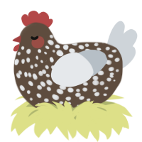A bark and mist chicken with a speckle pattern