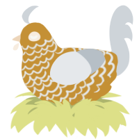 A gold and mist chicken with a lace pattern