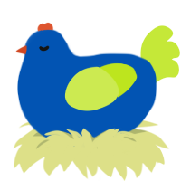 A ultramarine and lime chicken