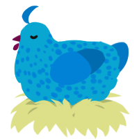 A cerulean and sapphire chicken with a speckle pattern