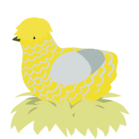 A yellow and silver chicken with a lace pattern