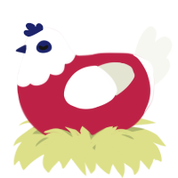 A crimson and white chicken with a head pattern