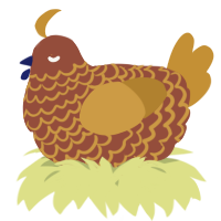 A russet and gold chicken with a lace pattern