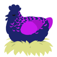 A navy and amethyst chicken with a half-lace pattern