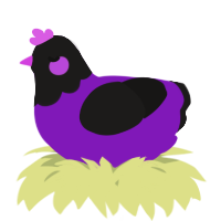A violet and sable chicken with a head pattern
