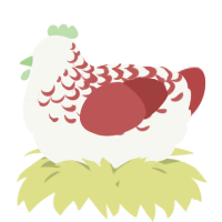 A white and red chicken with a half-lace pattern