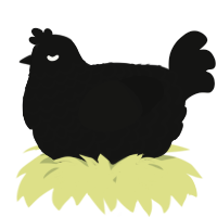 A black chicken with a lace pattern