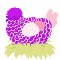 A amethyst and rose chicken with a lace pattern