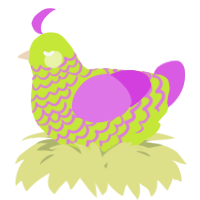 A lime and orchid chicken with a lace pattern