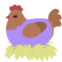 A lilac and brown chicken with a head pattern