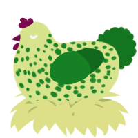 A lemon and leaf chicken with a speckle pattern