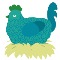 A turquoise and sea chicken with a double-lace pattern