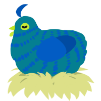 A sea and ultramarine chicken with a bar pattern