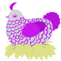 A mist and amethyst chicken with a lace pattern