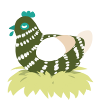 A olive and cream chicken with a bar pattern